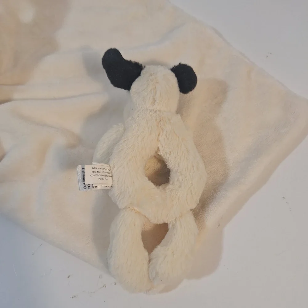 Jellycat Baby Raddle Dog White Black & Security Blanket Lovey Stuffed Animals