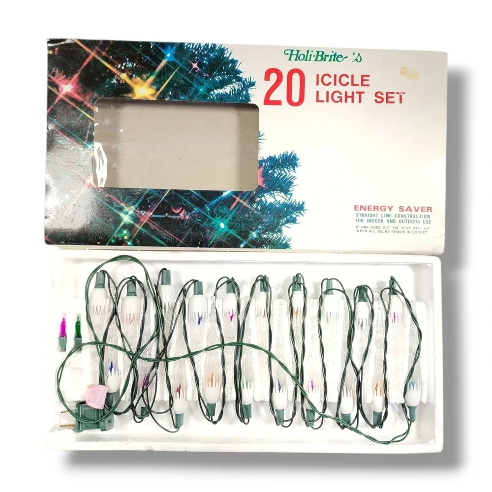 Vintage 80's Indoor/Outdoor 20 Icicle Light Set Multicolor 120V‎ Lot Of 5 New
