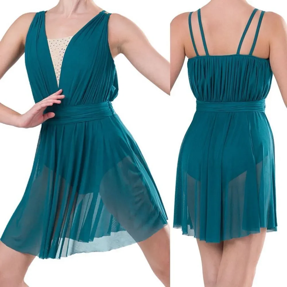 A wish come true dance costume teal lyrical dress 23024Y Stay LA-Large adult