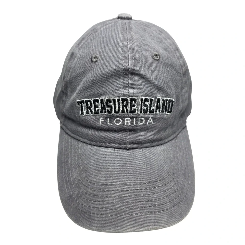 Surf Style Treasure Island Florida Grey Dad Hat Baseball Cap Adjustable Strap‎
