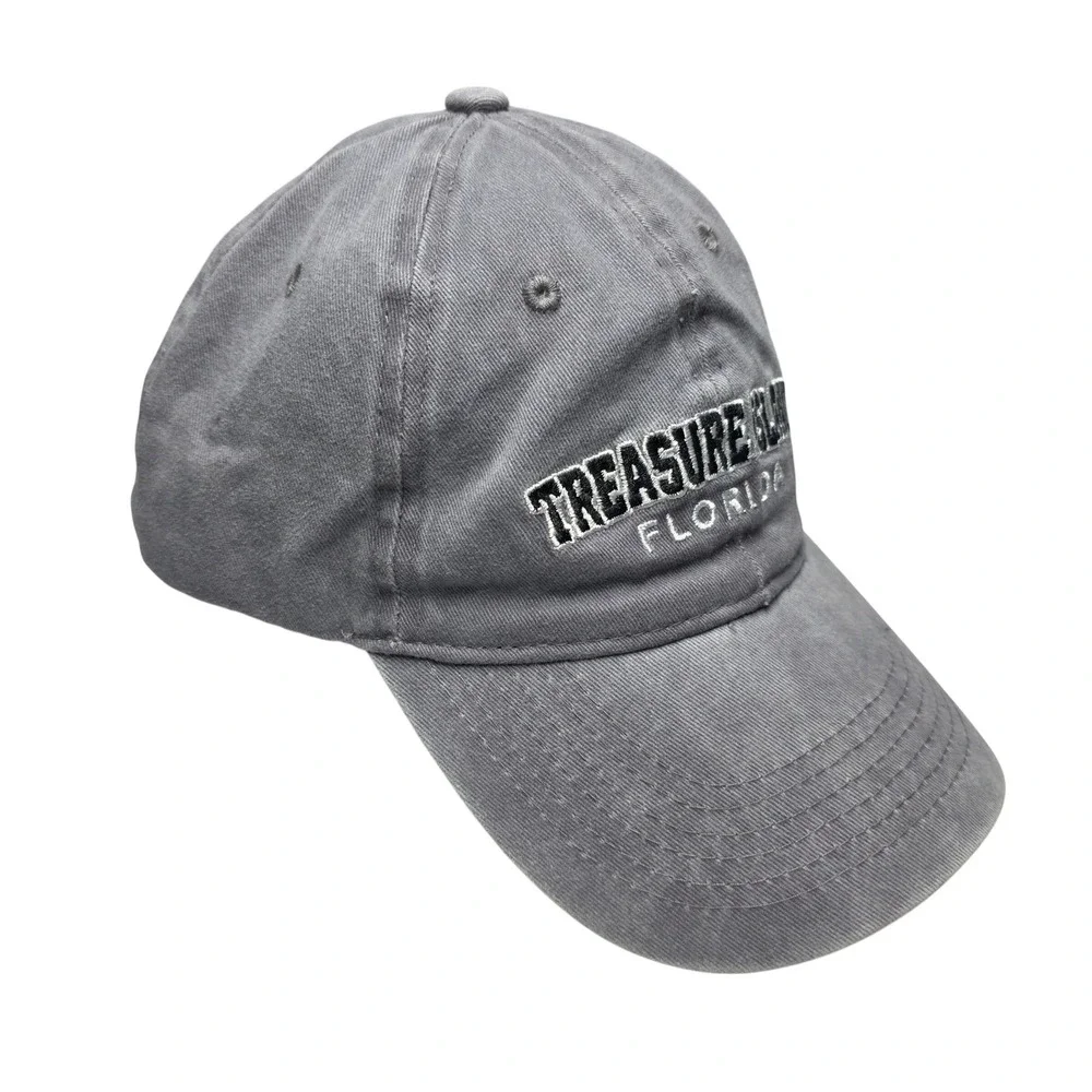 Surf Style Treasure Island Florida Grey Dad Hat Baseball Cap Adjustable Strap‎