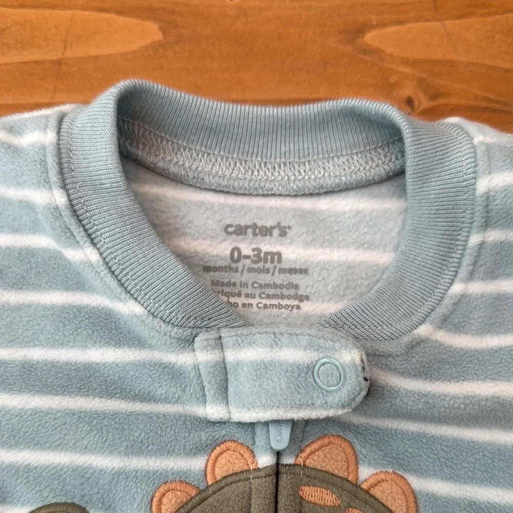 Carters Striped Dinosaur infant sleep‎ sack 0-3 months