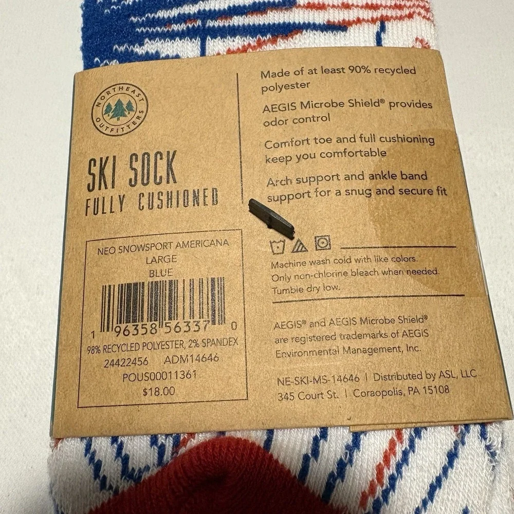 Lot Of 6 Pairs Ski Socks Mens‎ Womens Size L Fully Cushioned Blue/Red Unisex NEW