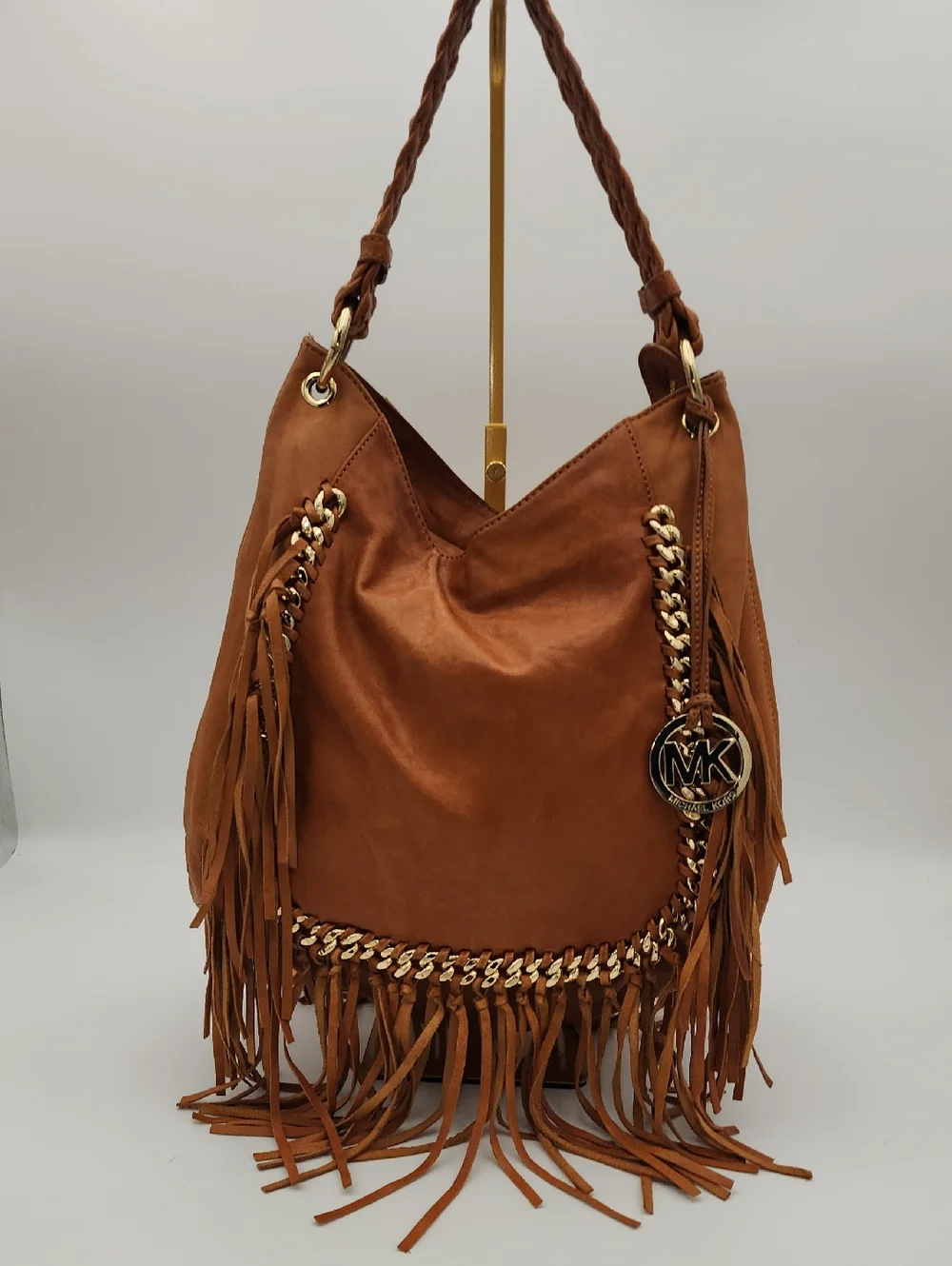 Michael‎ Kors Brown Suede Fringe Hobo Bag
