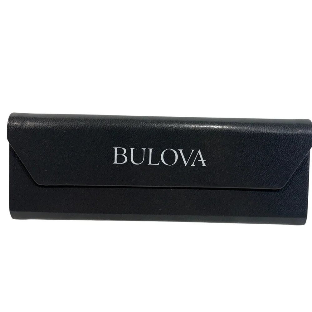 Bulova Gray Triangular Folding Eyewear Case Collapsible Magnetic Glasses Box
