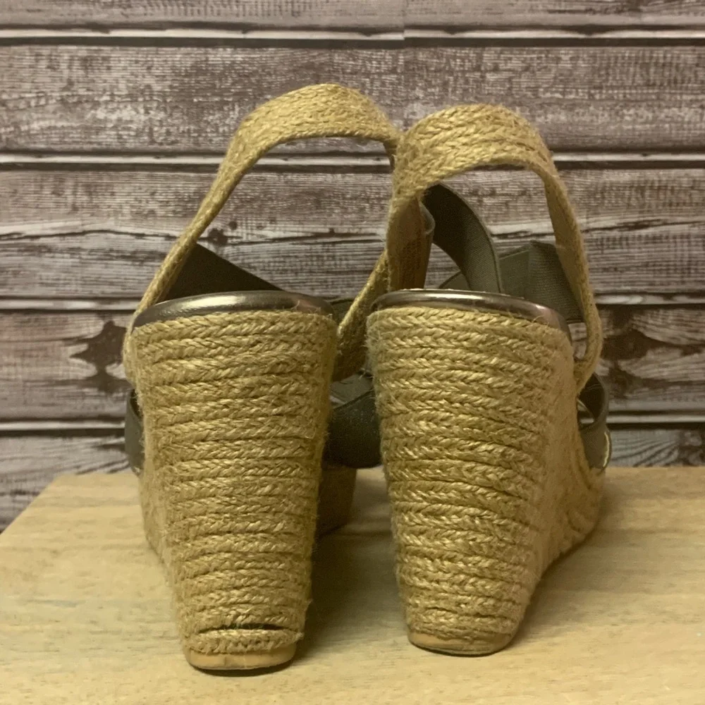 Yellow Box Silver Espadrille Wedge Sandals‎