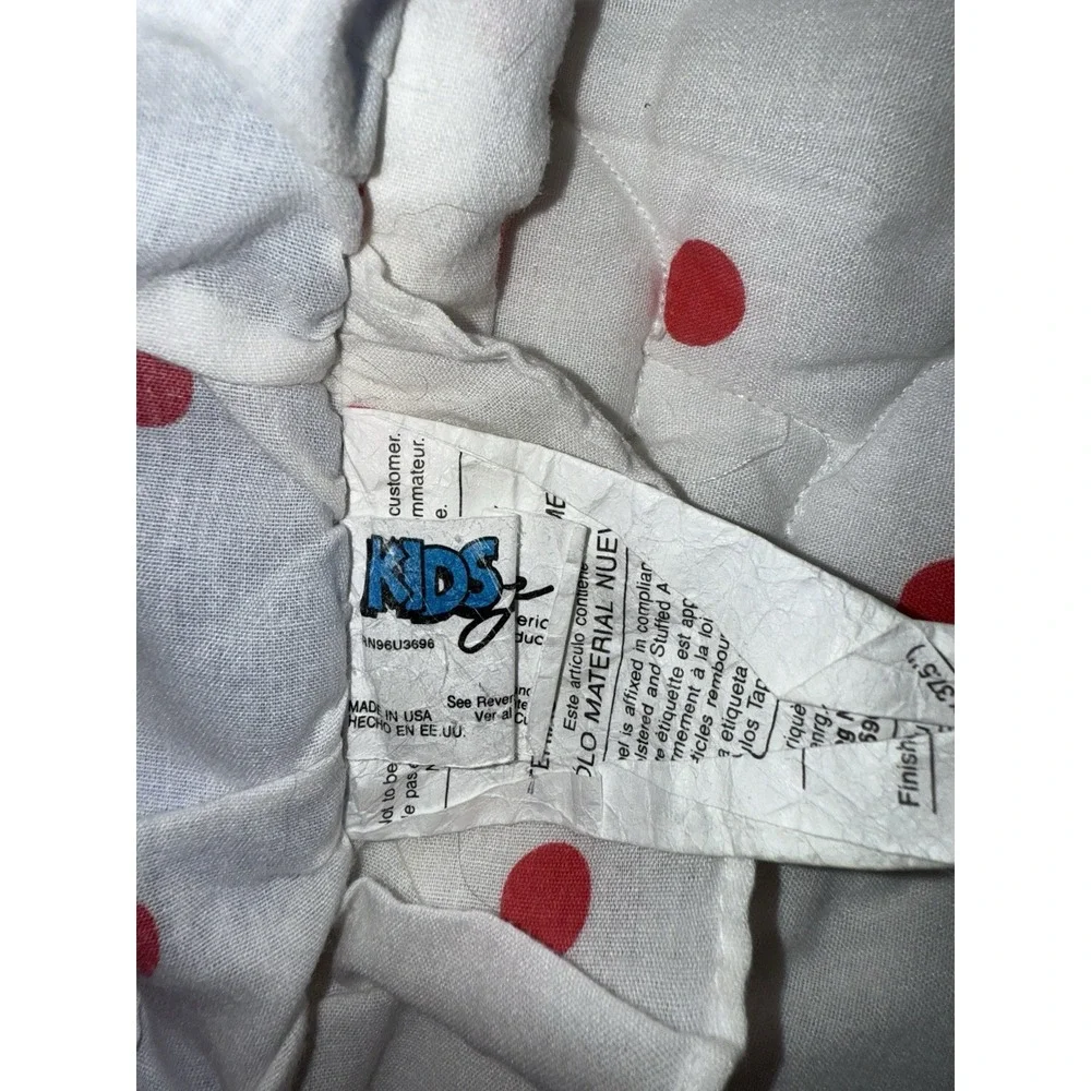 Vintage Kids Line Baby Comforter Quilt Red‎ White Dots Ruffle Trim Animal Circus