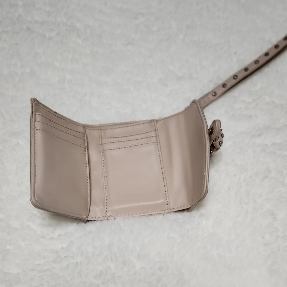 Steve Madden Taupe Pebbled Wristlet with Studded Buckle