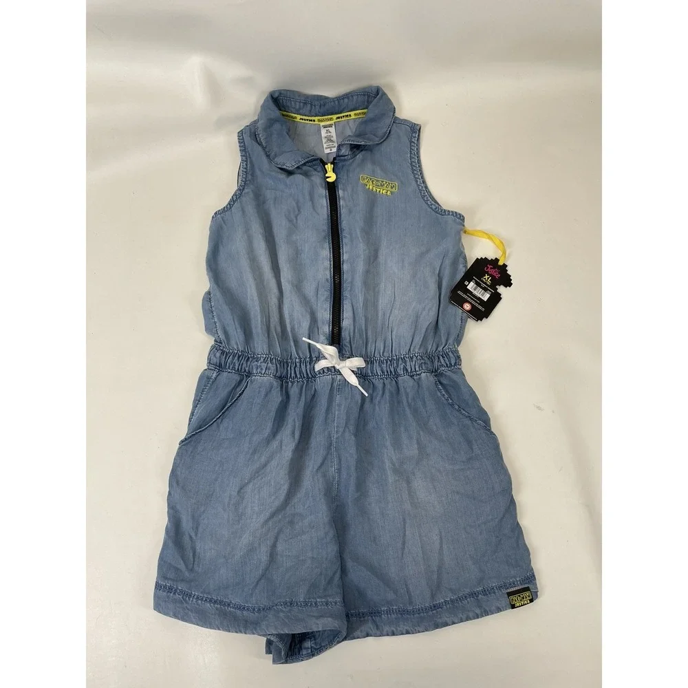 Justice Girls Pacman Chambray Romper Size XL‎ Blue