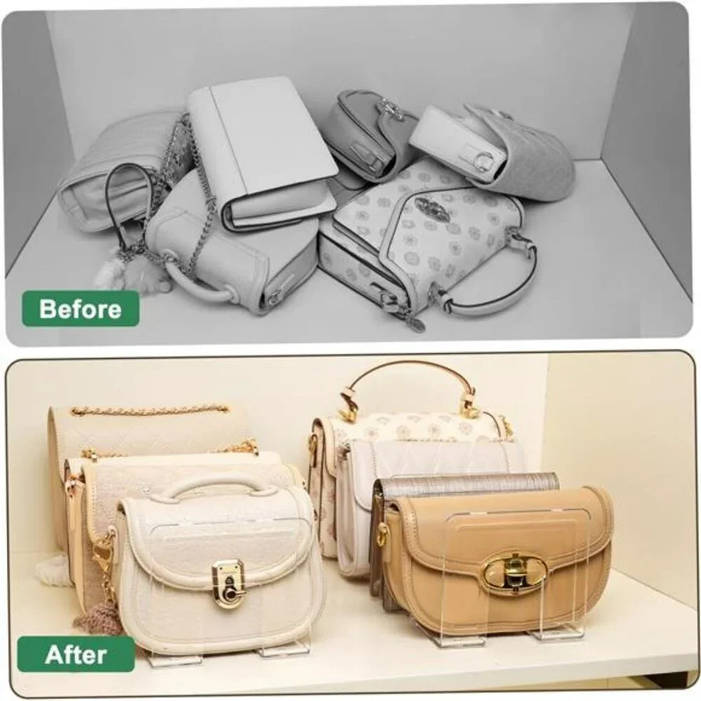 Acrylic Purse Organizer Closet 8 Slot Handbag Storage Clear Shelf Divider 2 Pack
