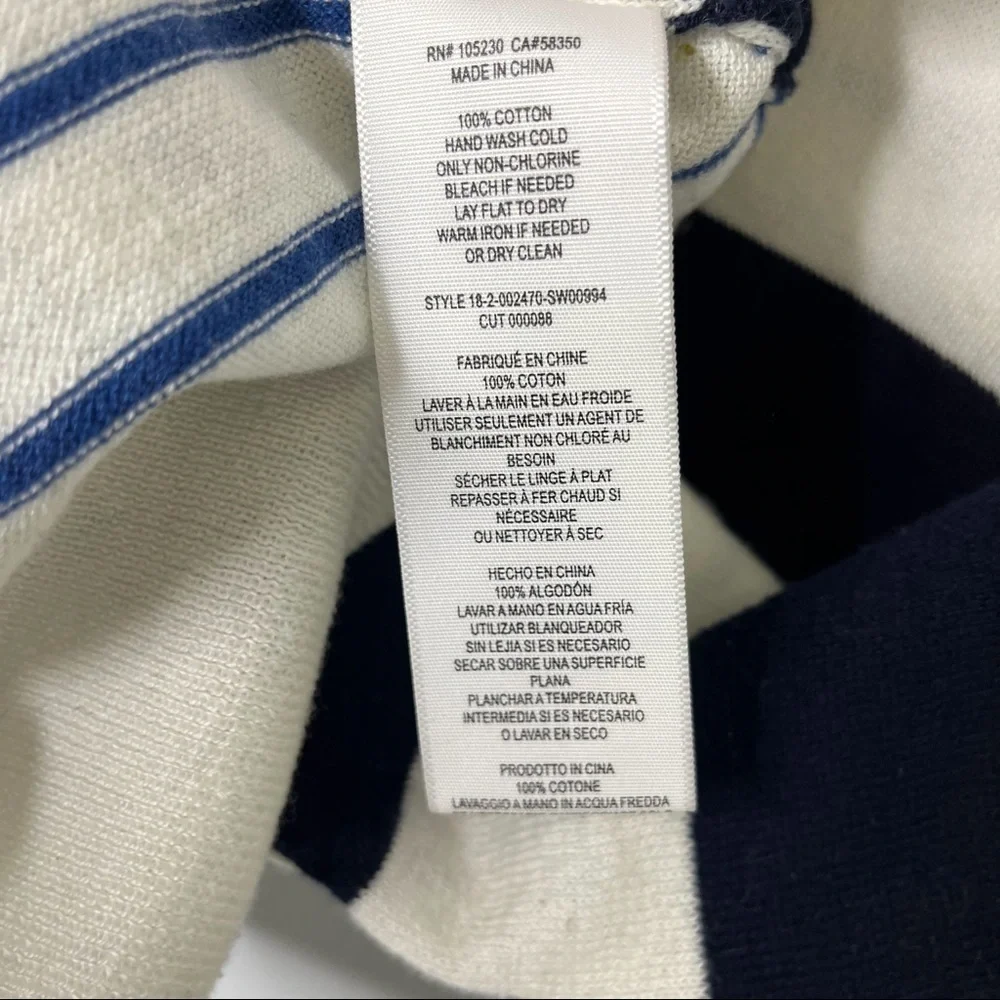 Joie Kaylara Cocktail Stripe Cotton Pullover Sweater Size XS Blue White Nautical