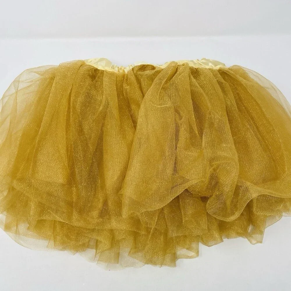 Youth Child Size S/M Mesh‎ Tutu Skirt Gold Ideal for Play Pretend Halloween 438