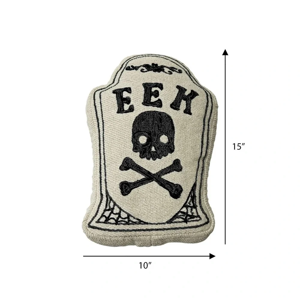 Tombstone-Shaped Decorative Pillow, Eek, Black, 10
