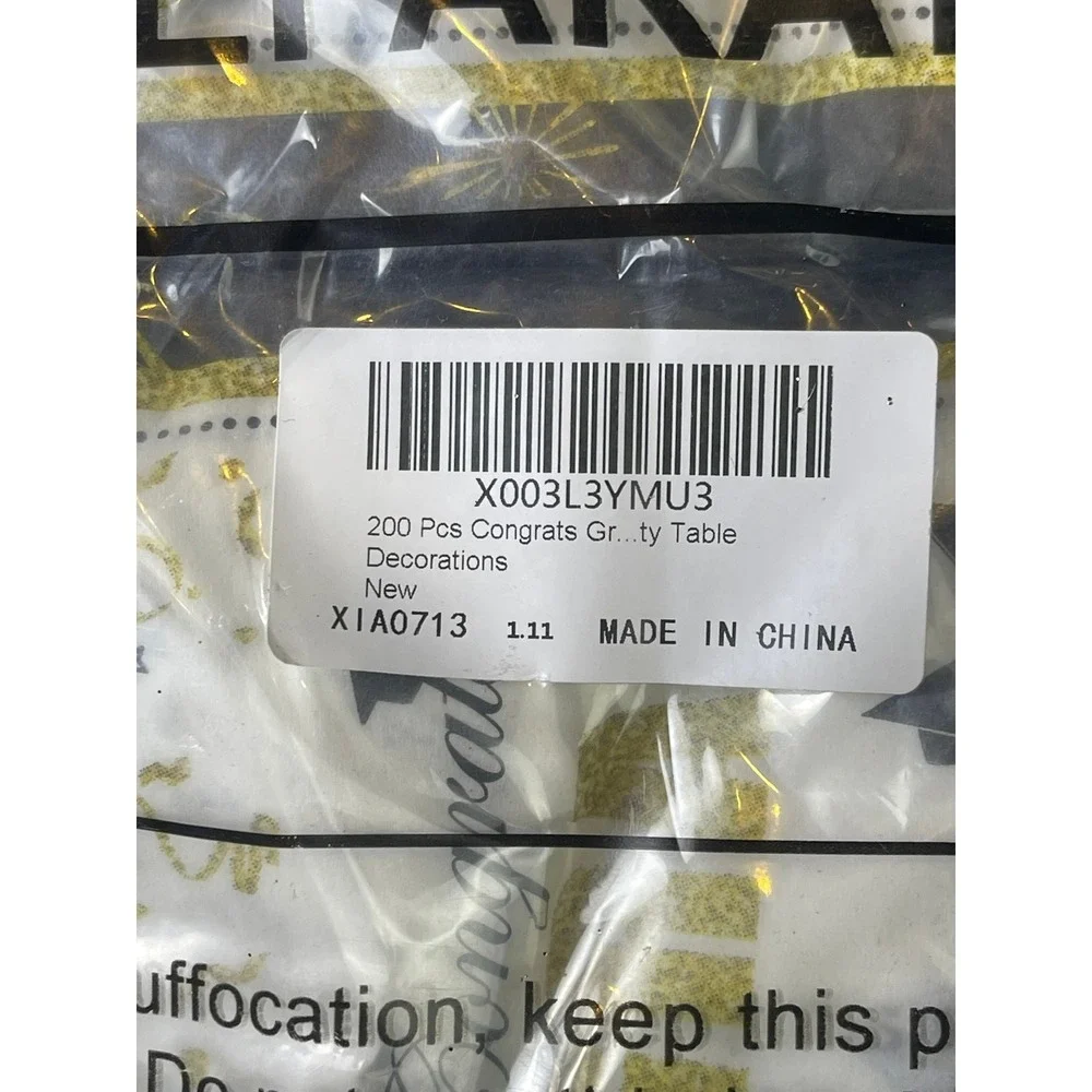 200 Pcs Congrats Grad Graduation Party Napkins Black Gold‎ White Table Decor Set