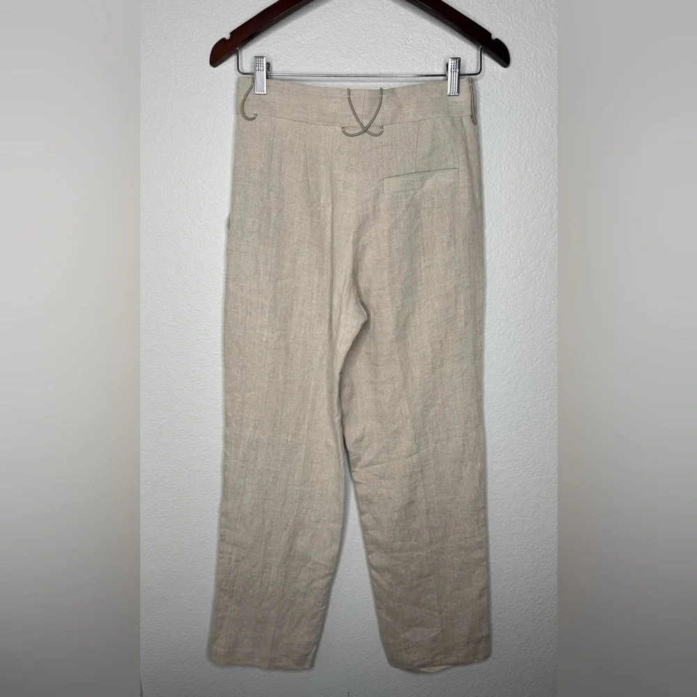 COS Wide Leg Linen Trousers 100% Linen Size 4 Natural Beige Minimalist High Rise