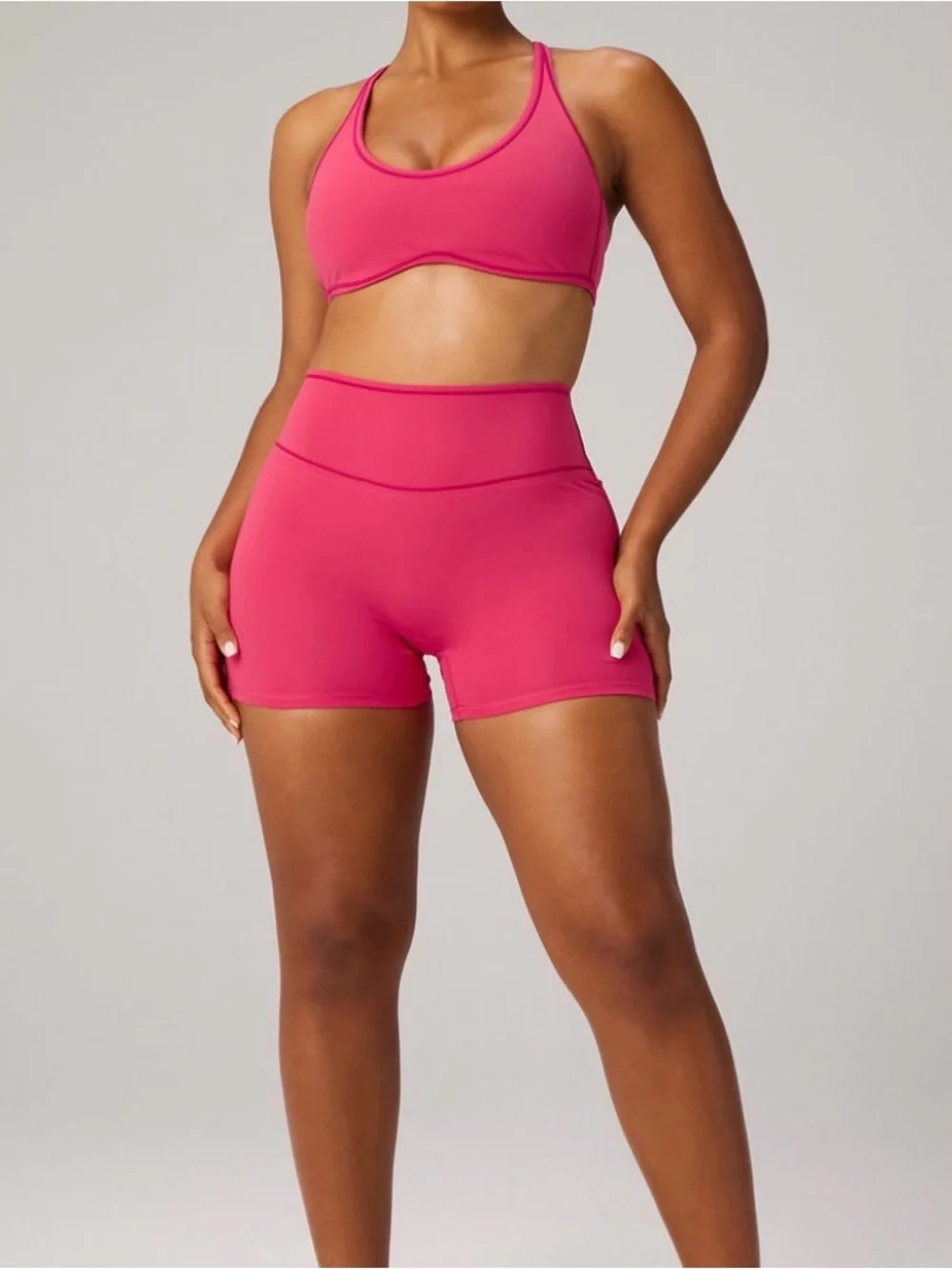 FABLETICS X Khloe Kardashian sports bra/ shorts set- berrylicious- SIZE XS- new