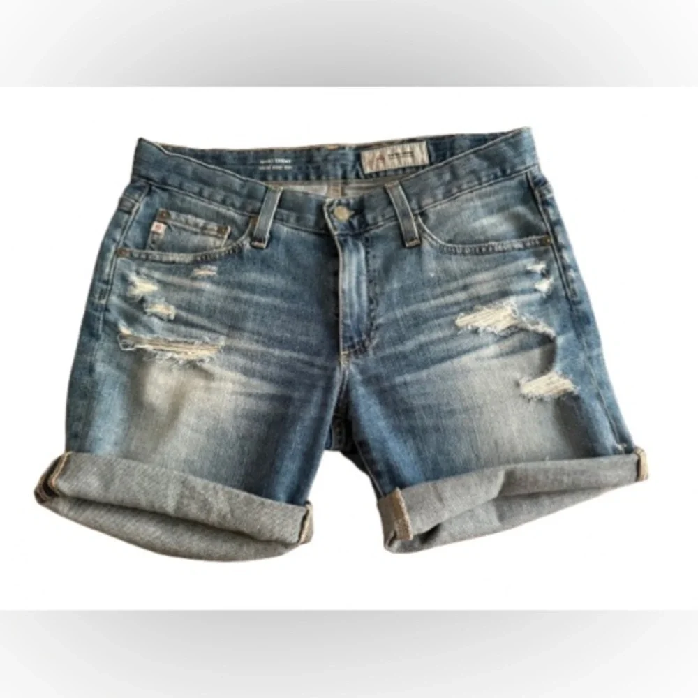 Ag Adriano Goldschmied Womens Jean Nikki Shorts Jorts Distressed Mid Rise Sz 26R