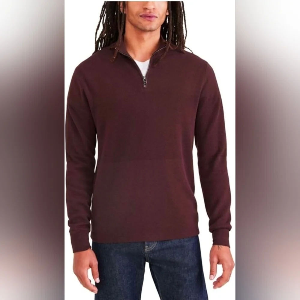 Banana Republic Men's Dark Red Zip-Up Sweater