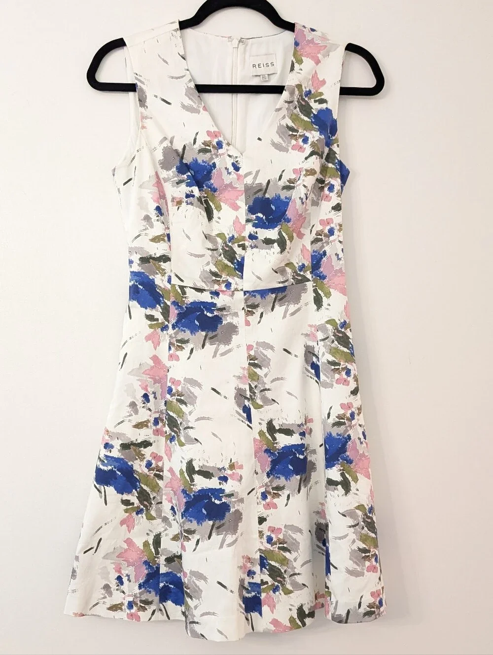 REISS Floral Calin Spring Summer Floral Fit and Flare Dress Size 2