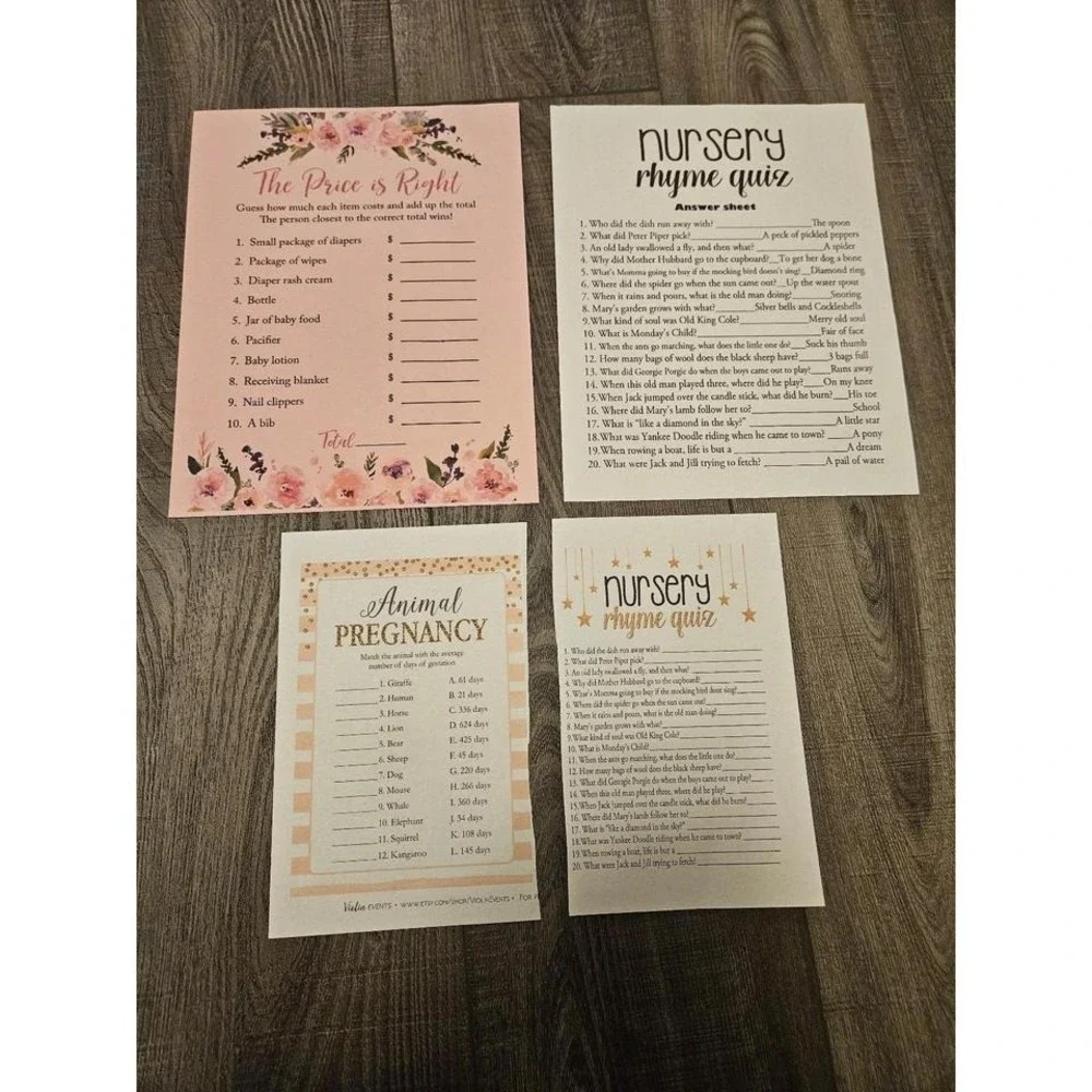 Baby shower game master sheets‎