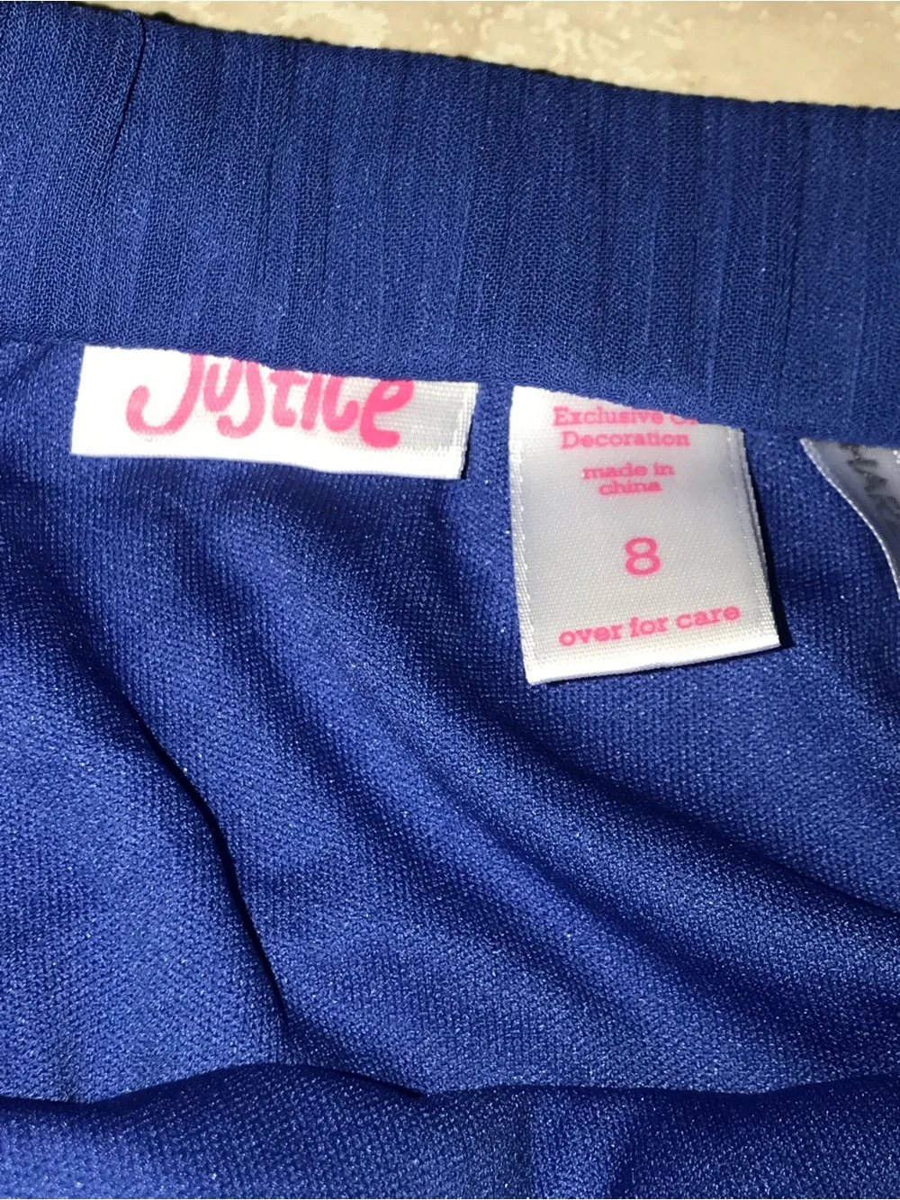 NWOT Justice Girls Royal Blue Chiffon Skirt size 8