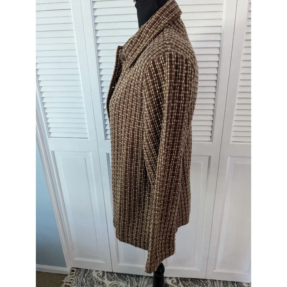 Joanna Tweed Blazer Women's M Vtg Plaid Woven Jacket Button 80s Dark Academia