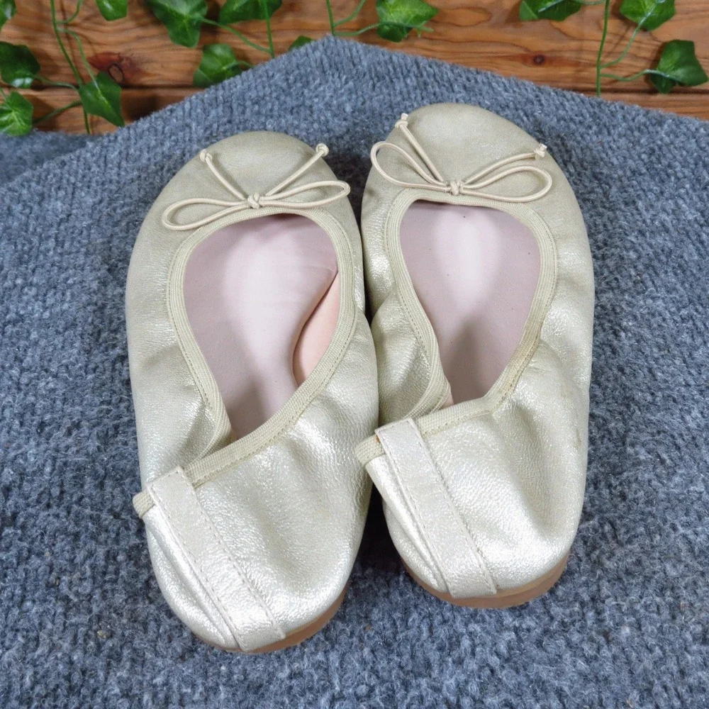 Ruby‎ & Bloom Girls Ballet Flat Shoes Size 3 Special Occasion Champagne Metallic