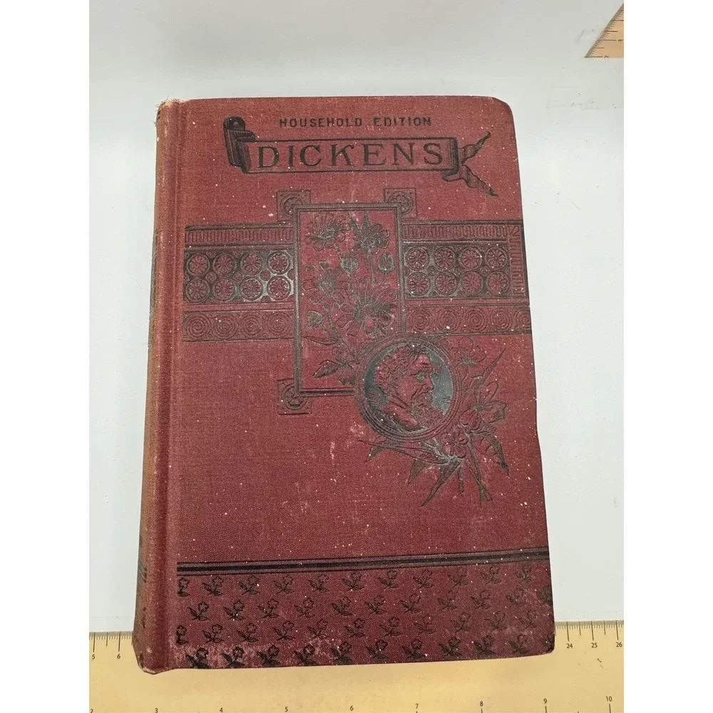 Charles Dickens Household Edition Antique Decorative Cloth Book English 1884