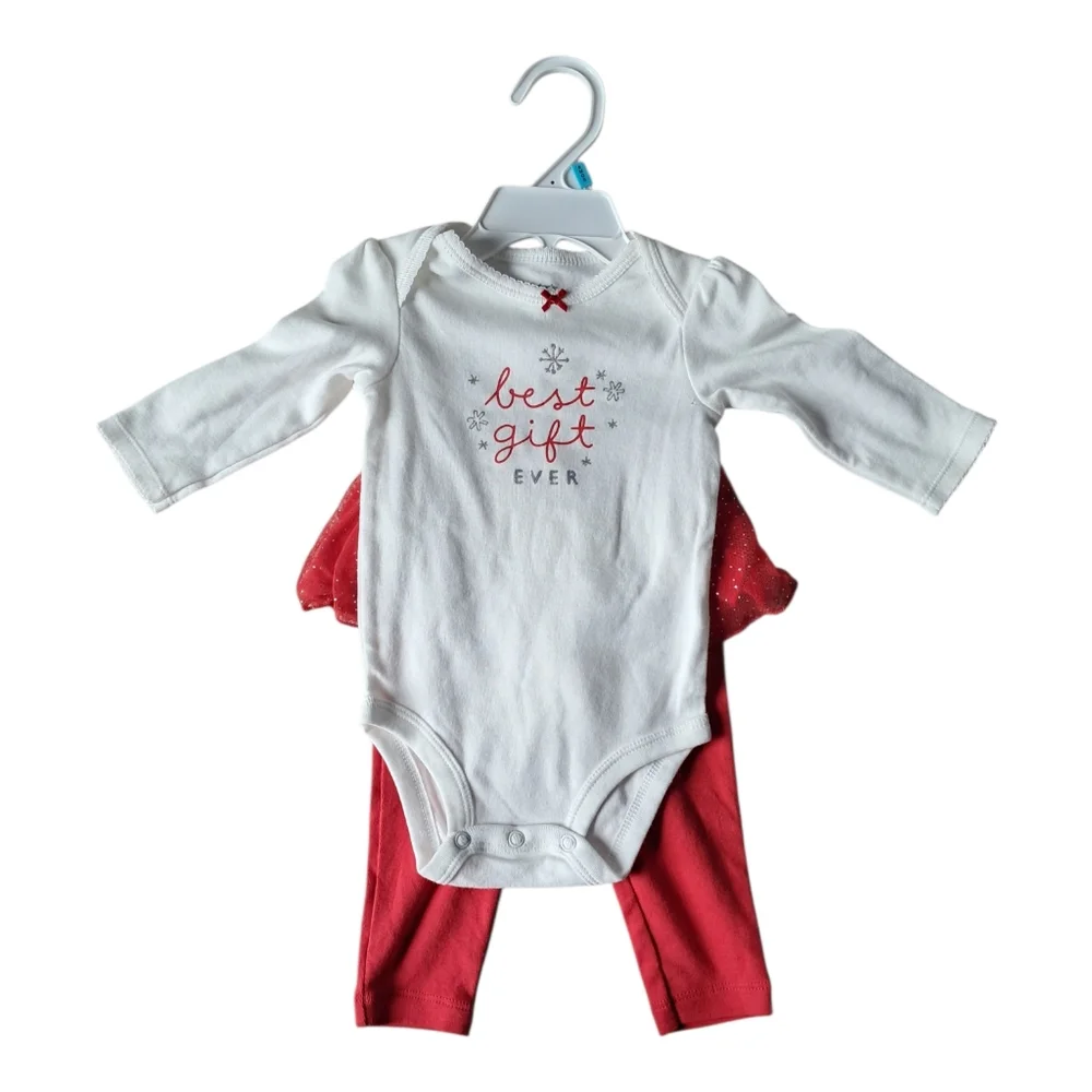 Carter's Holiday/Winter 2-piece Bodysuit & Tutu‎ Pants Set 6 Months Red & White