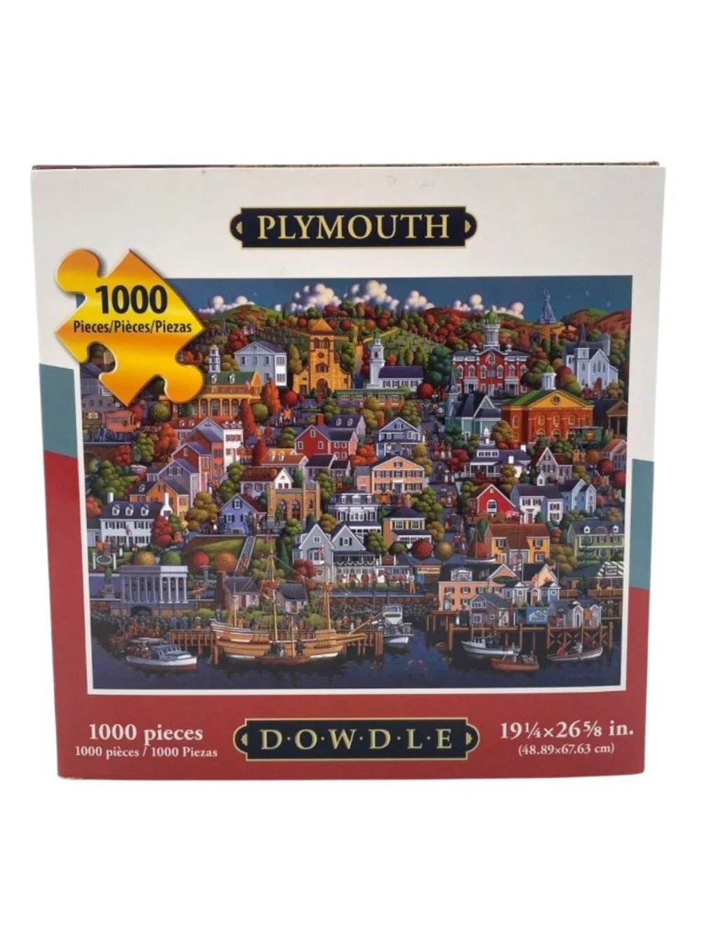 NEW Dowdle Folk Art Jigsaw Puzzles PLYMOUTH 1000 pcs 19 1/4