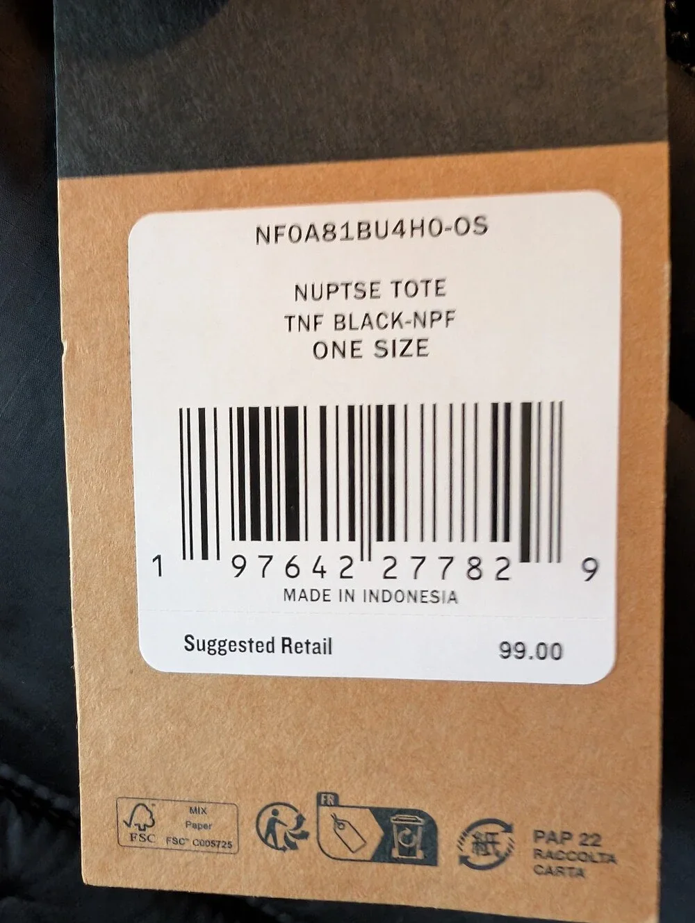 NWT The North Face Nuptse Tote In TNF Black - Unisex Puffer Bag