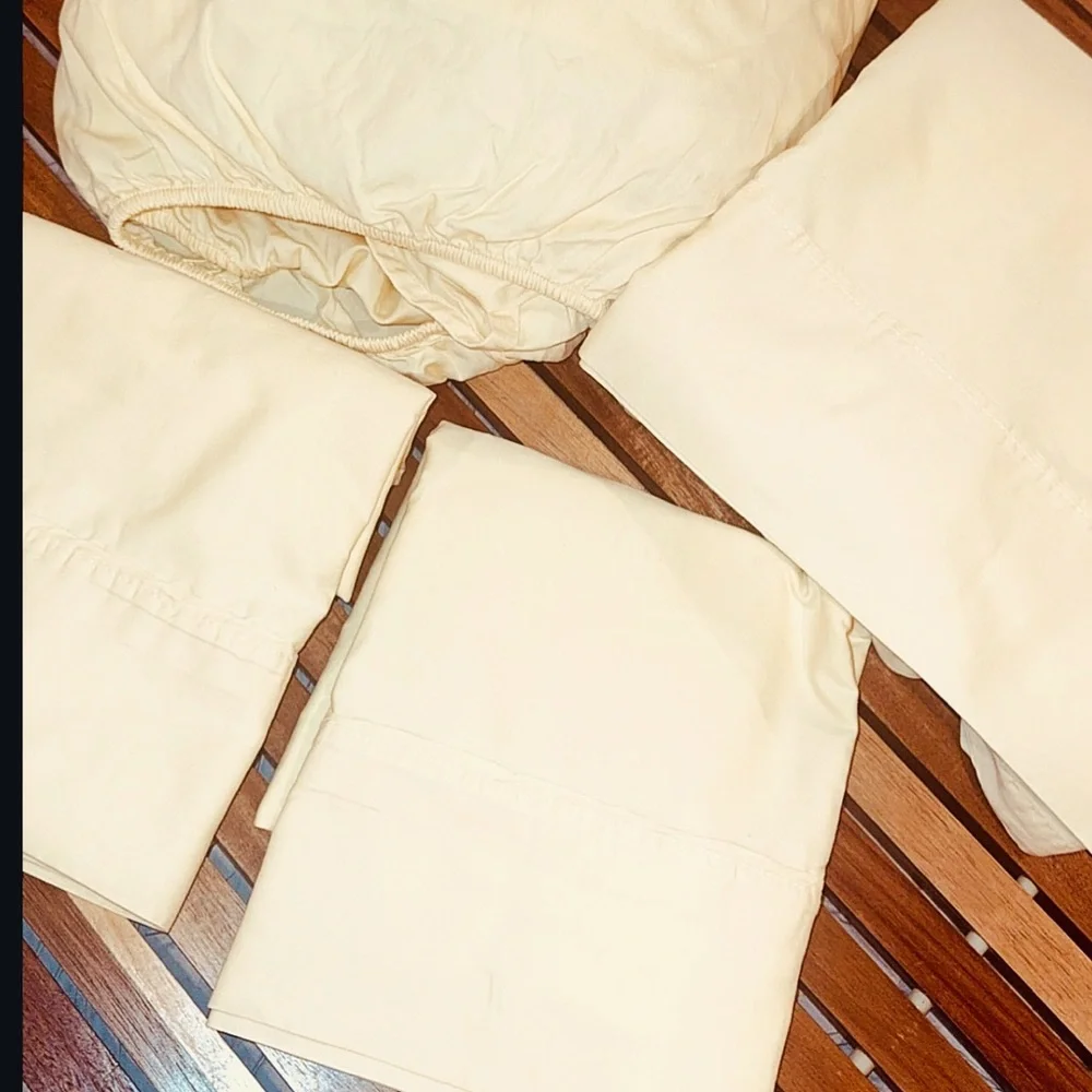 Ralph Lauren Dunham Buttercream Yellow 4pc full double sateen cotton Sheet Set