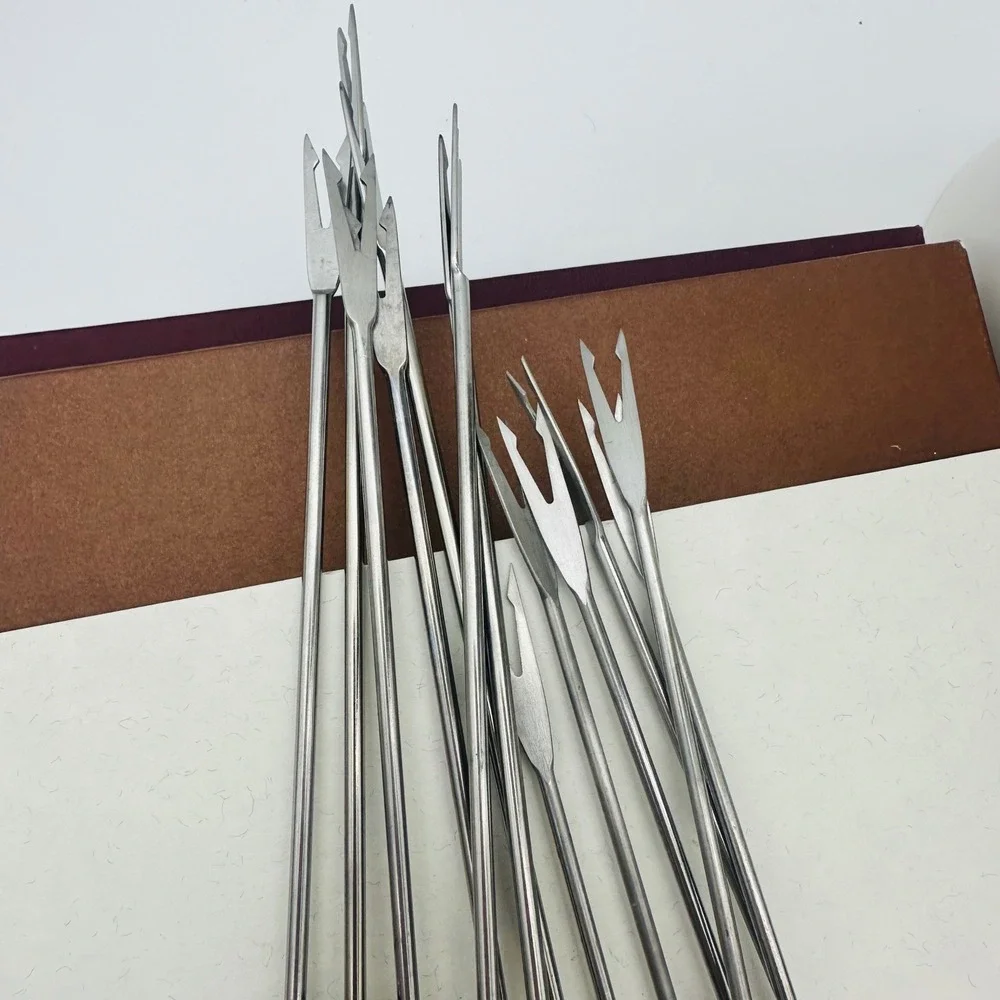 Vintage Mixed Wood Handle Fondue Forks Lot of 13 Mid Century MCM Skewers