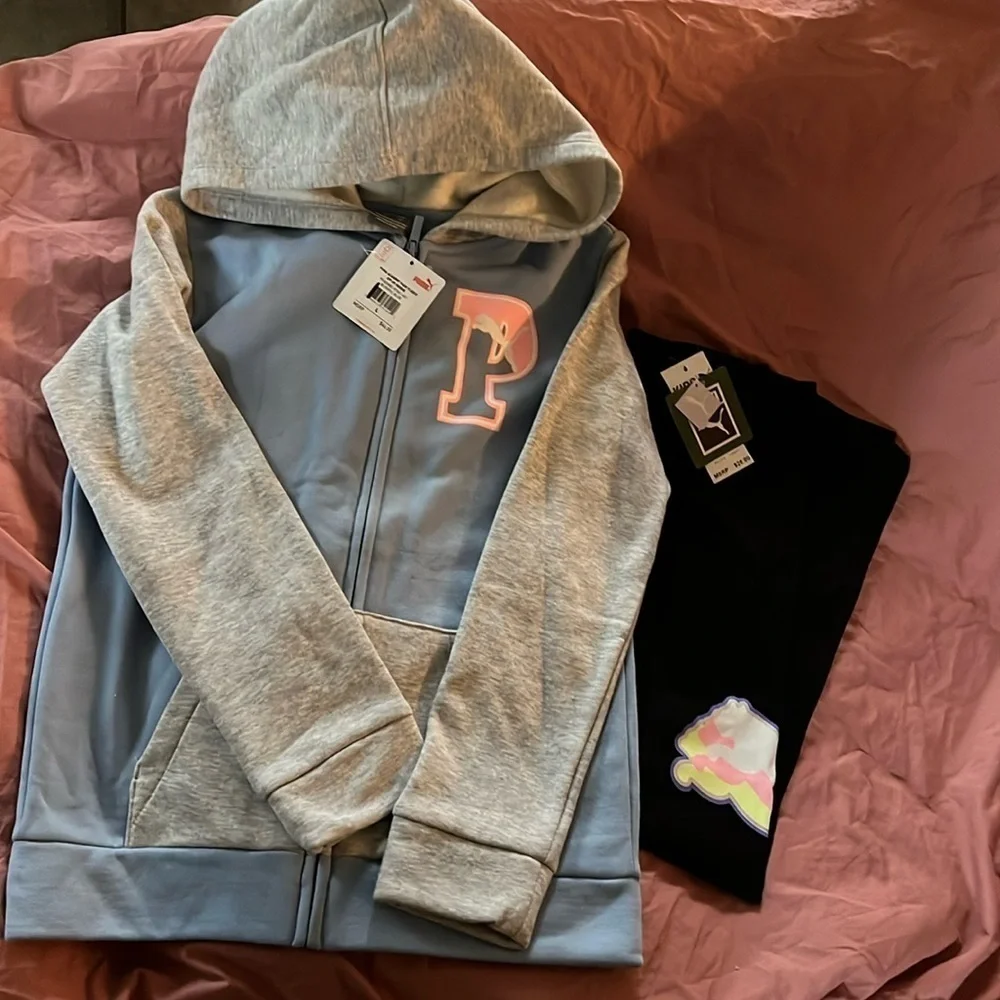 Girls large 12/14 Puma zip up‎ fleece hoodie and leggings set