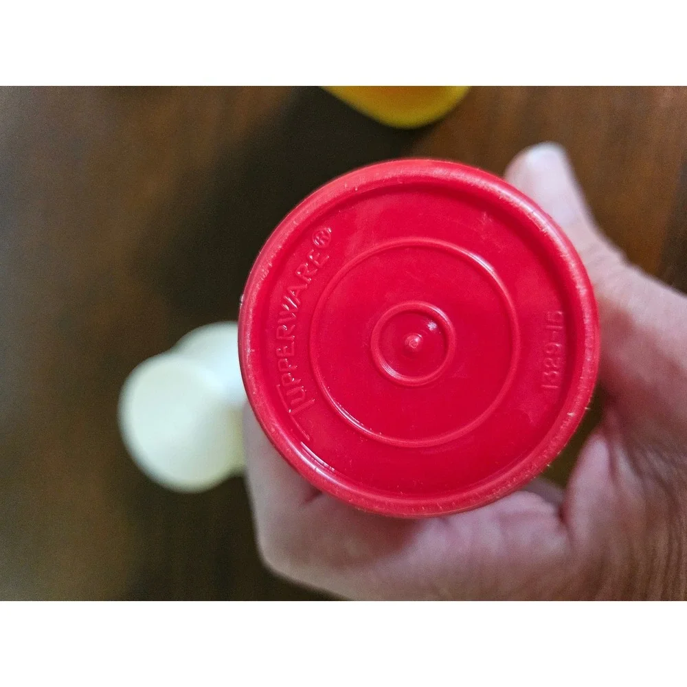 Tupperware Pump Dispensers Kitchen Set Red Yellow Vintage Tabletop Condiment S2