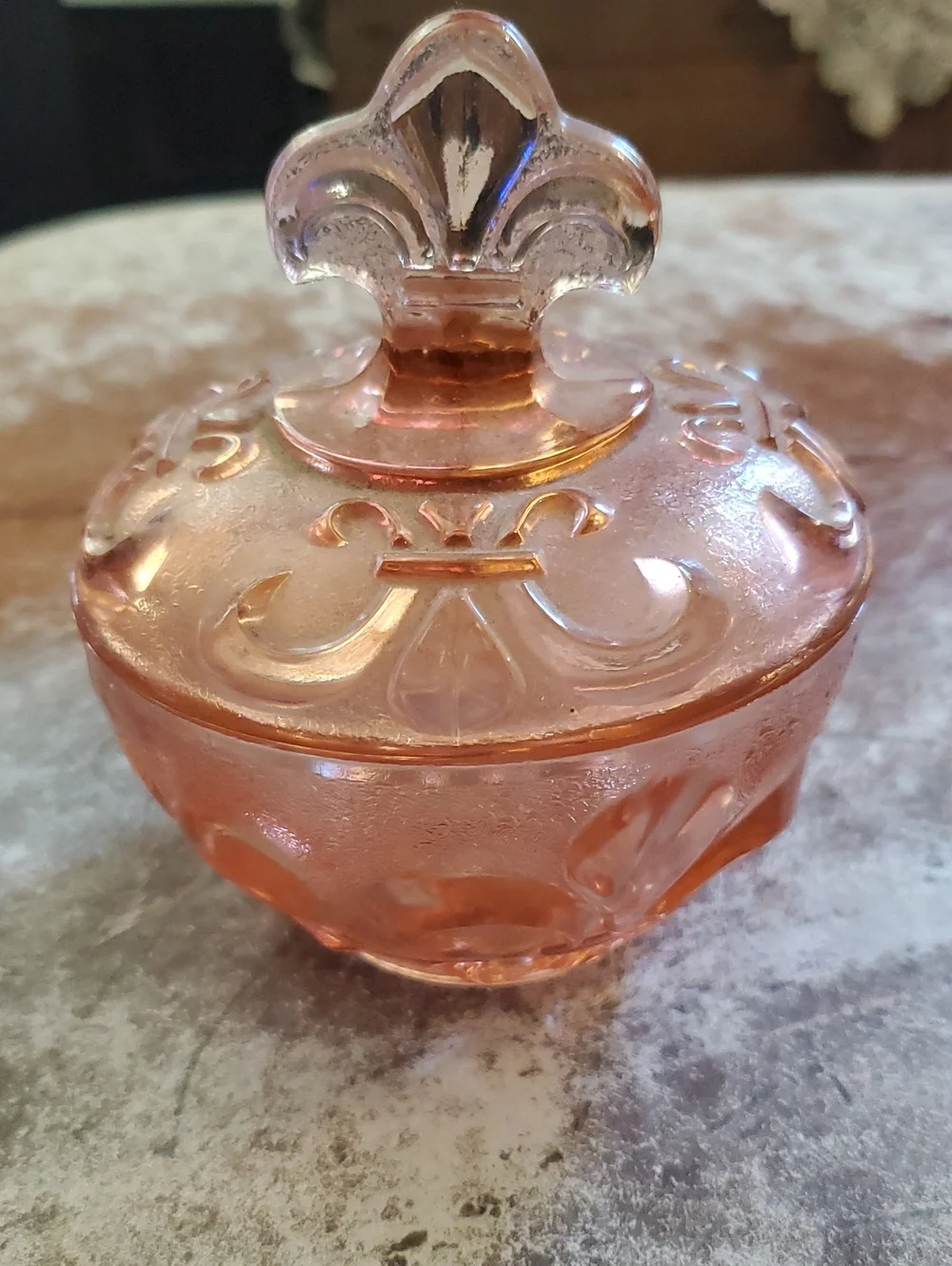 Vintage Pink Glass Decorative Trinket Jar