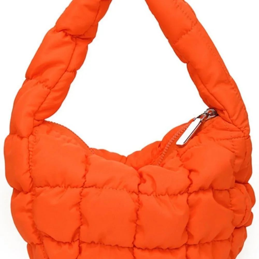 Puffer Bag Women Mini Quilted Bubble Crescent Wrist Satchel Purse