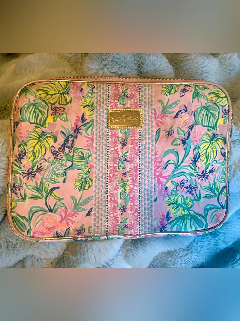 Lilly Pulitzer Padded Laptop Sleeve Case Pink Tropical Print 3 for $25