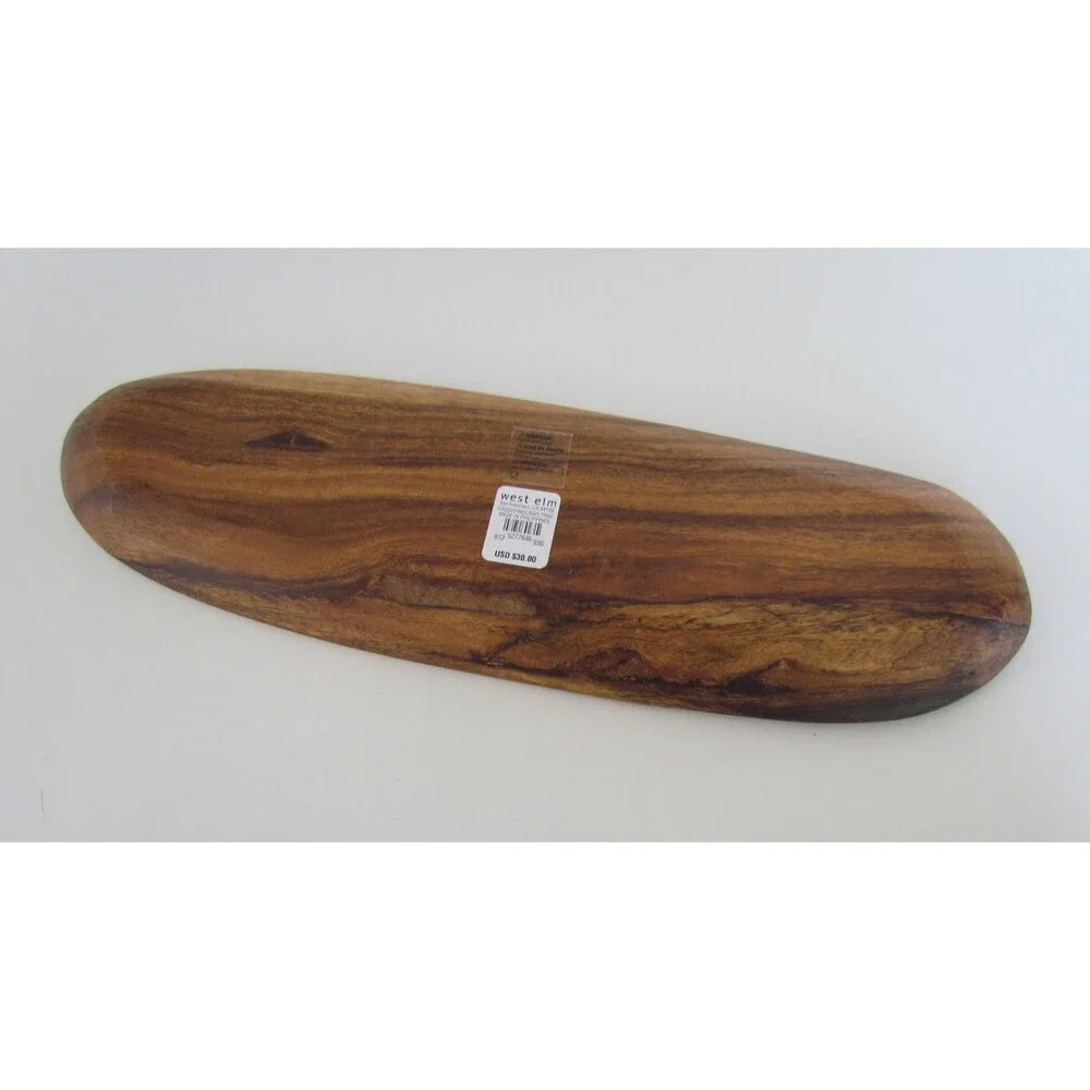 NEW West Elm Sidney Stainless Steel Serving Utensils Gold & Wood Serving Platter