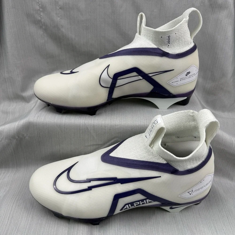 Nike Alpha Menace Elite 3 P Men Sz 12 White/Purple Football Cleat DM1792-101 New
