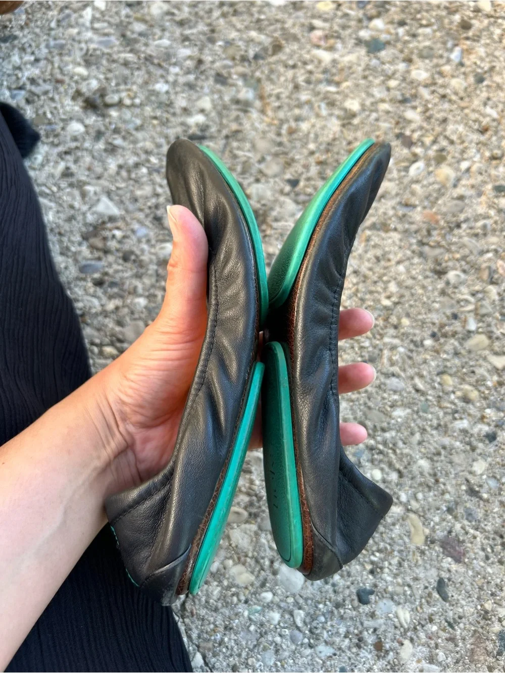 Tieks by Gavrieli California Black Leather Ballet Flats Shoes Size 7 Slip On