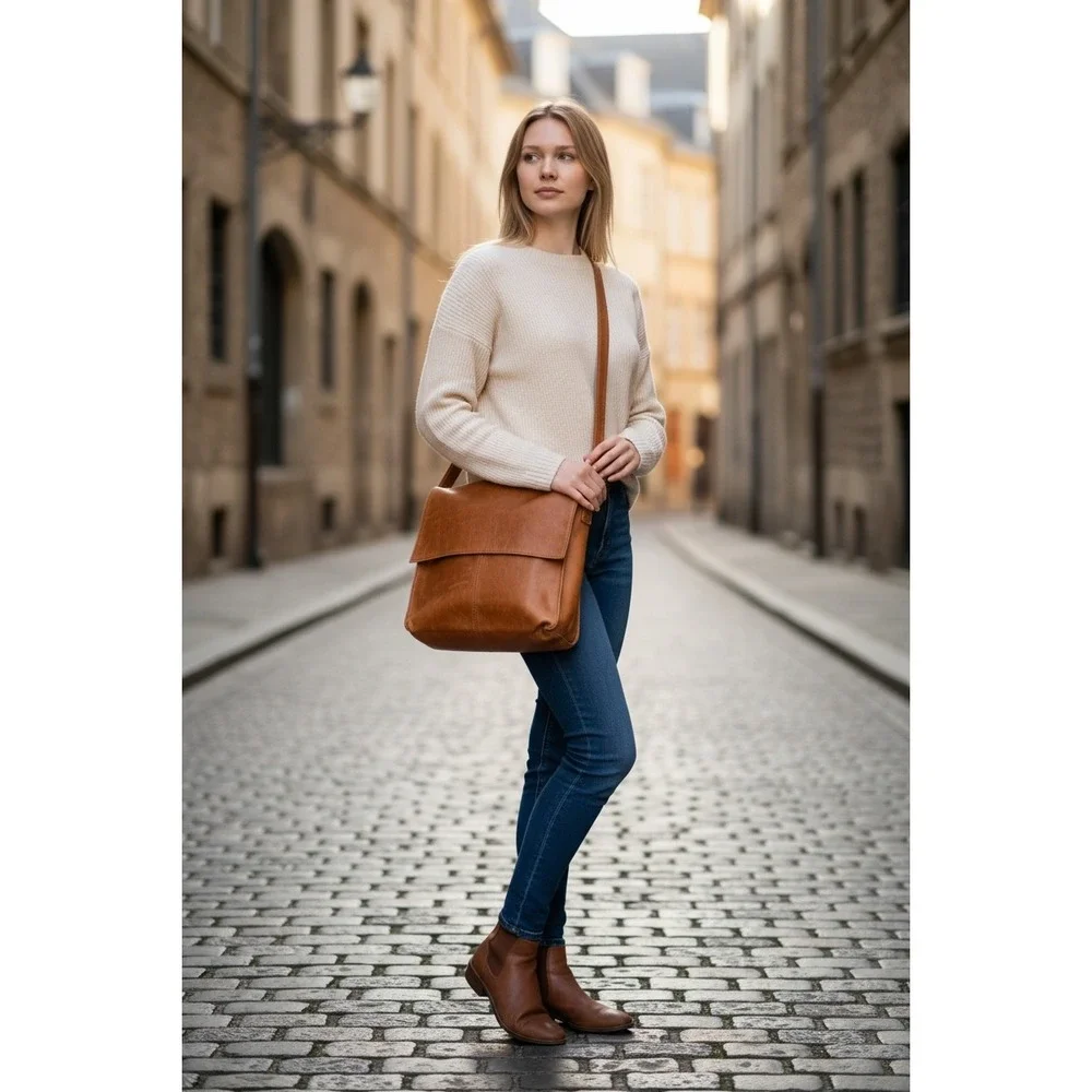 Simon leather messenger