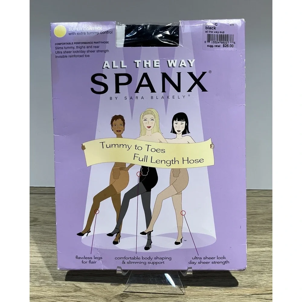 Spanx All The Way Full Length Black Hose Sara Blakely New Size C Super Control