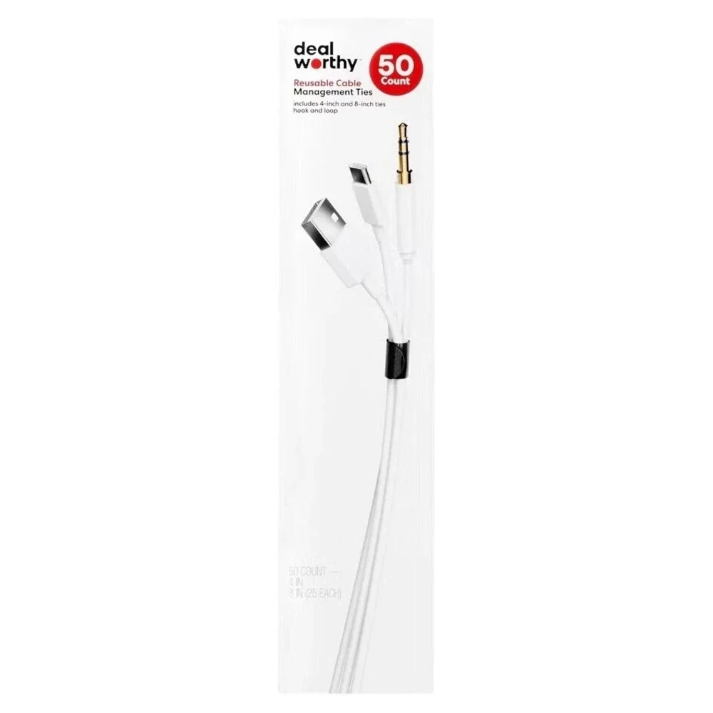 Dealworthy Reusable Cable Ties Black & White: Cord Organizer (25x 4