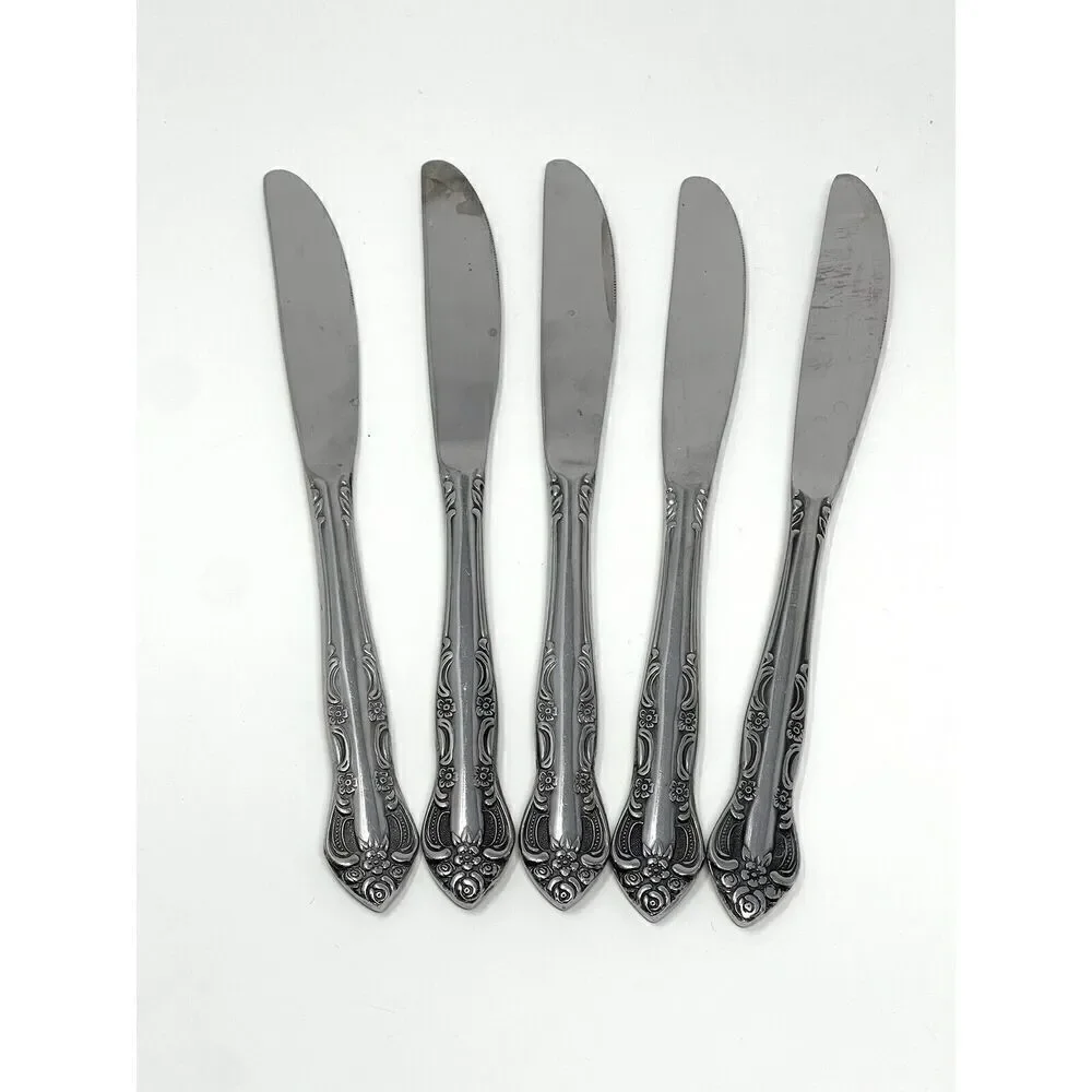 United Silver Acadia Stainless Dinner Place Knife Japan 8 3/8” Set Of 5