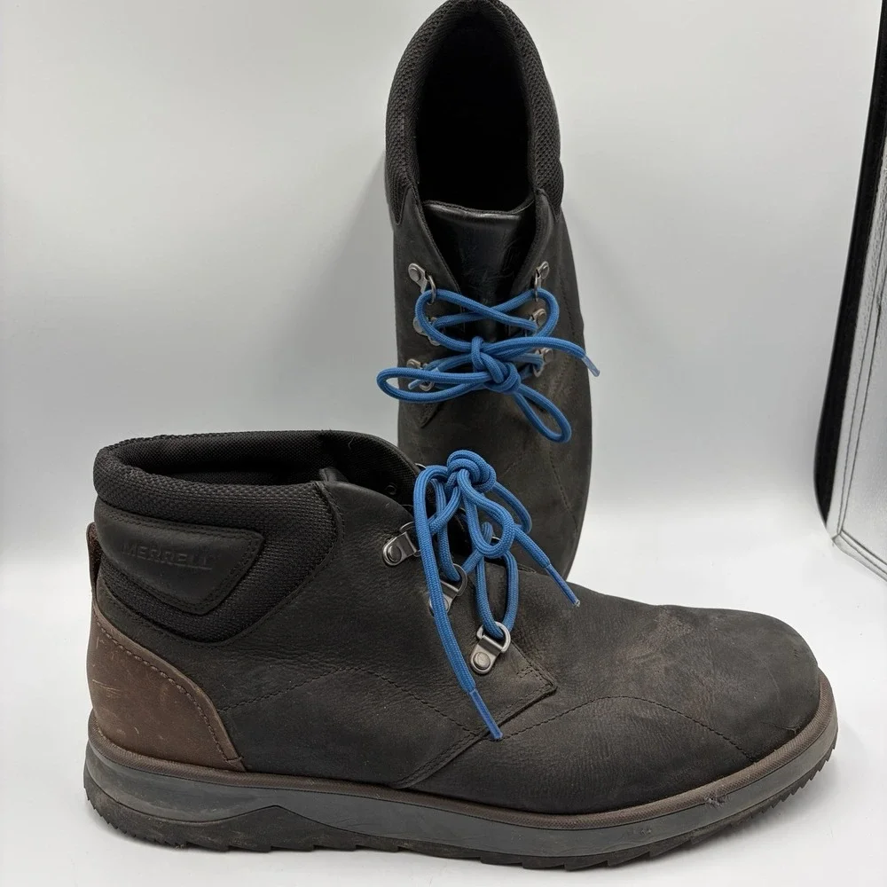 Merrell Epiction Chukka Boots Men's Size 12 Black‎ Leather Lace Up Hiking Shoes
