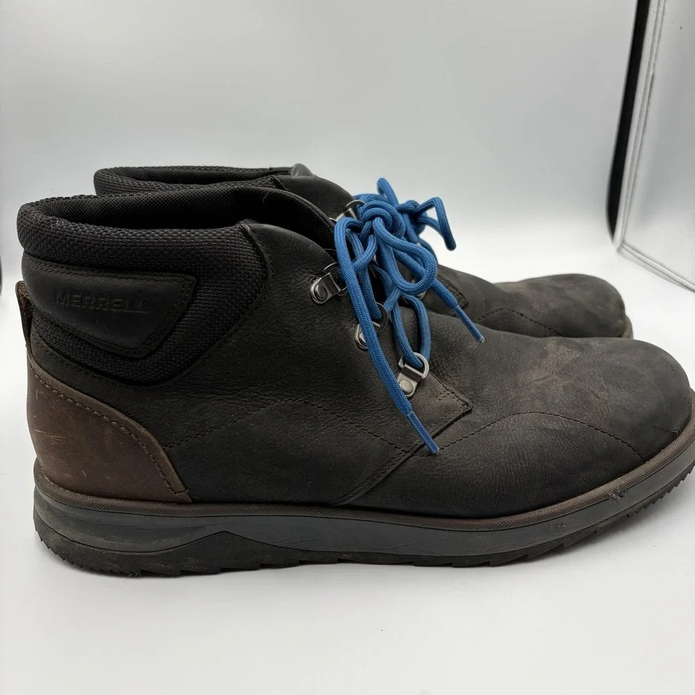 Merrell Epiction Chukka Boots Men's Size 12 Black‎ Leather Lace Up Hiking Shoes