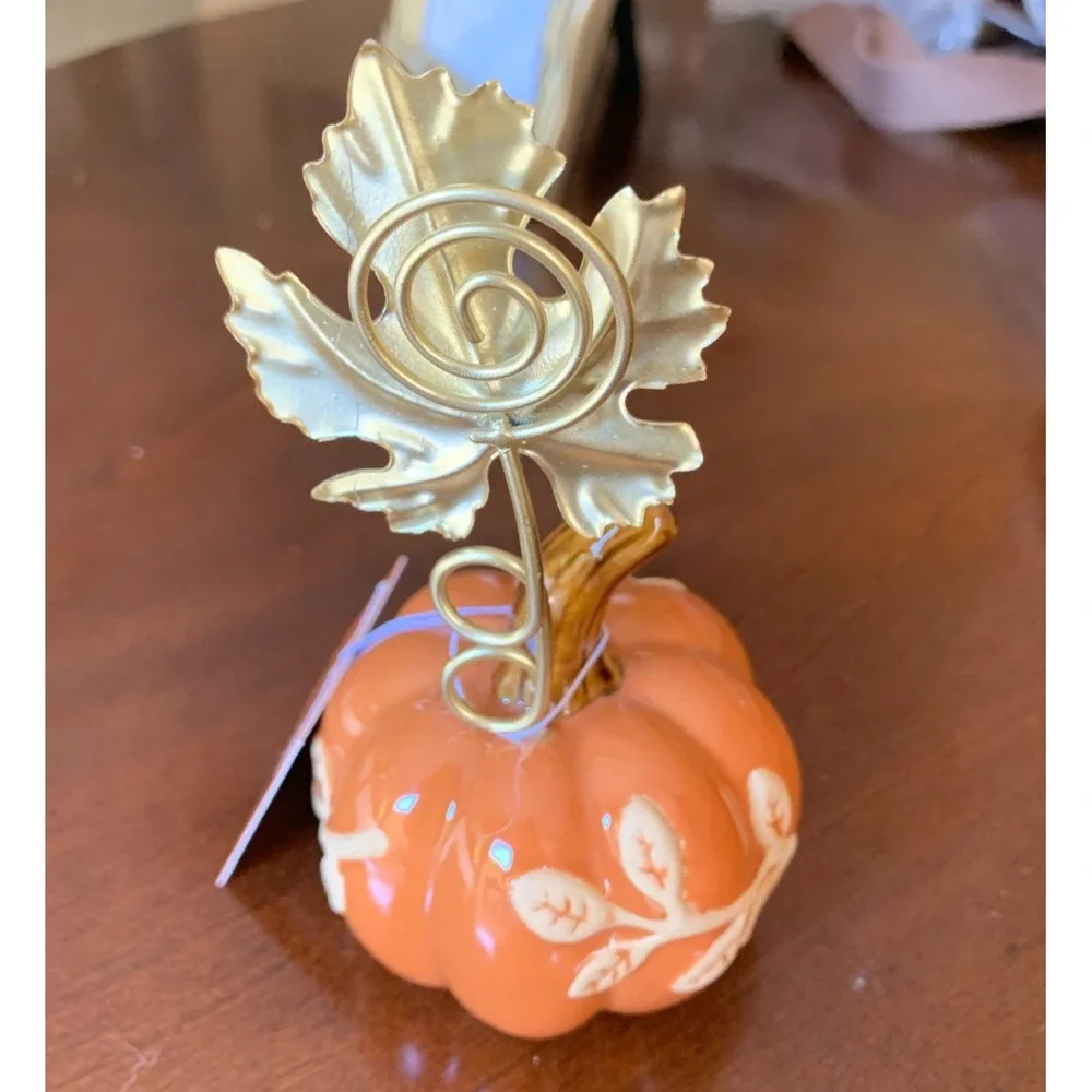 Ceramic and Metal Leaf Picture holder‎ or Table Placement holder