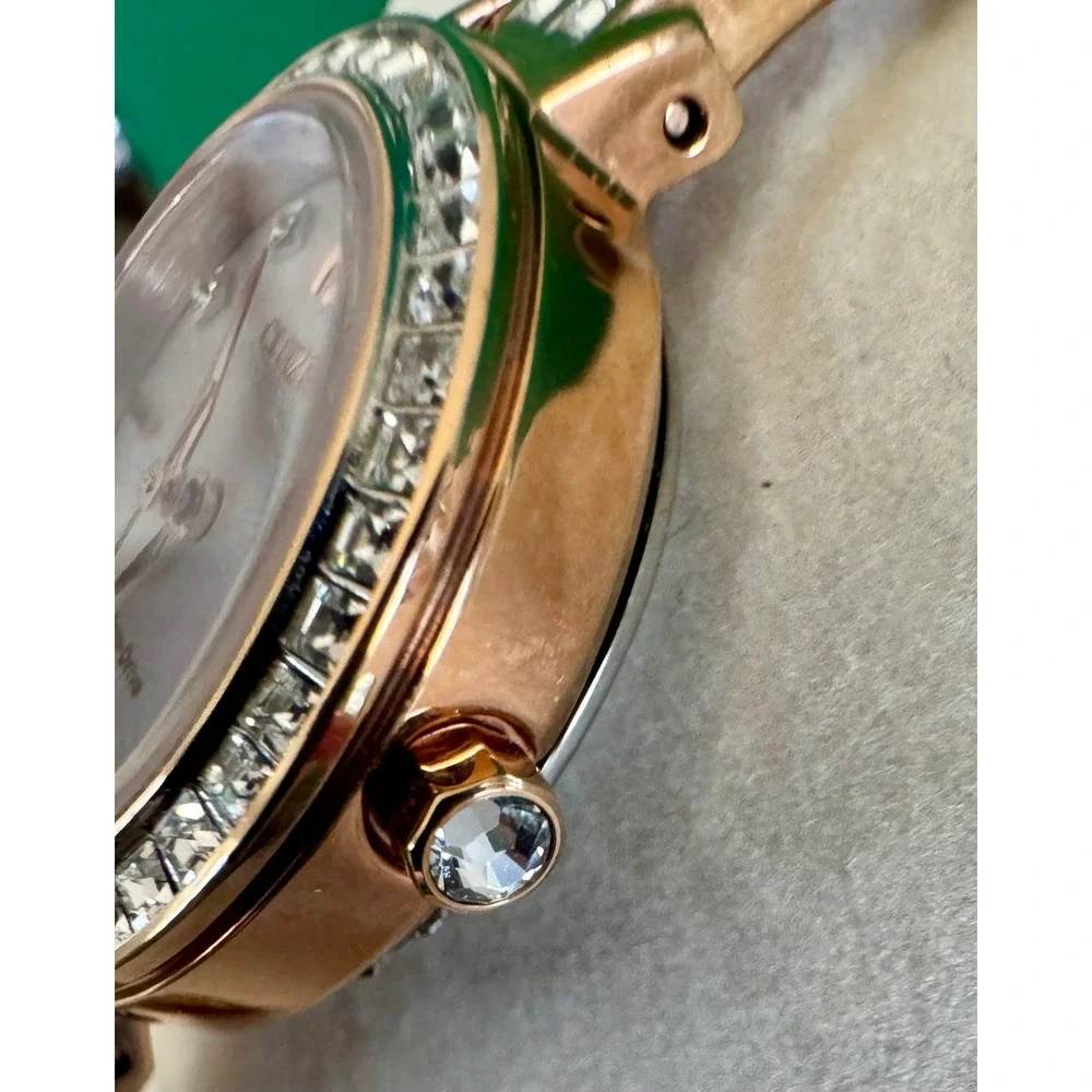 Citizen Eco-Drive E031 Rose Gold‎ Crystal Bezel Bracelet Watch Womens