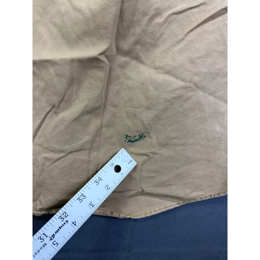 VTG Polo Ralph Lauren Men Tan Cotton Twill Work Shirt Utility Button Down Size M